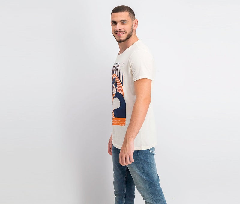STAR WARS Men Short Sleeve Graphic T-shirt, Beige and Orange and Navy - Image 4